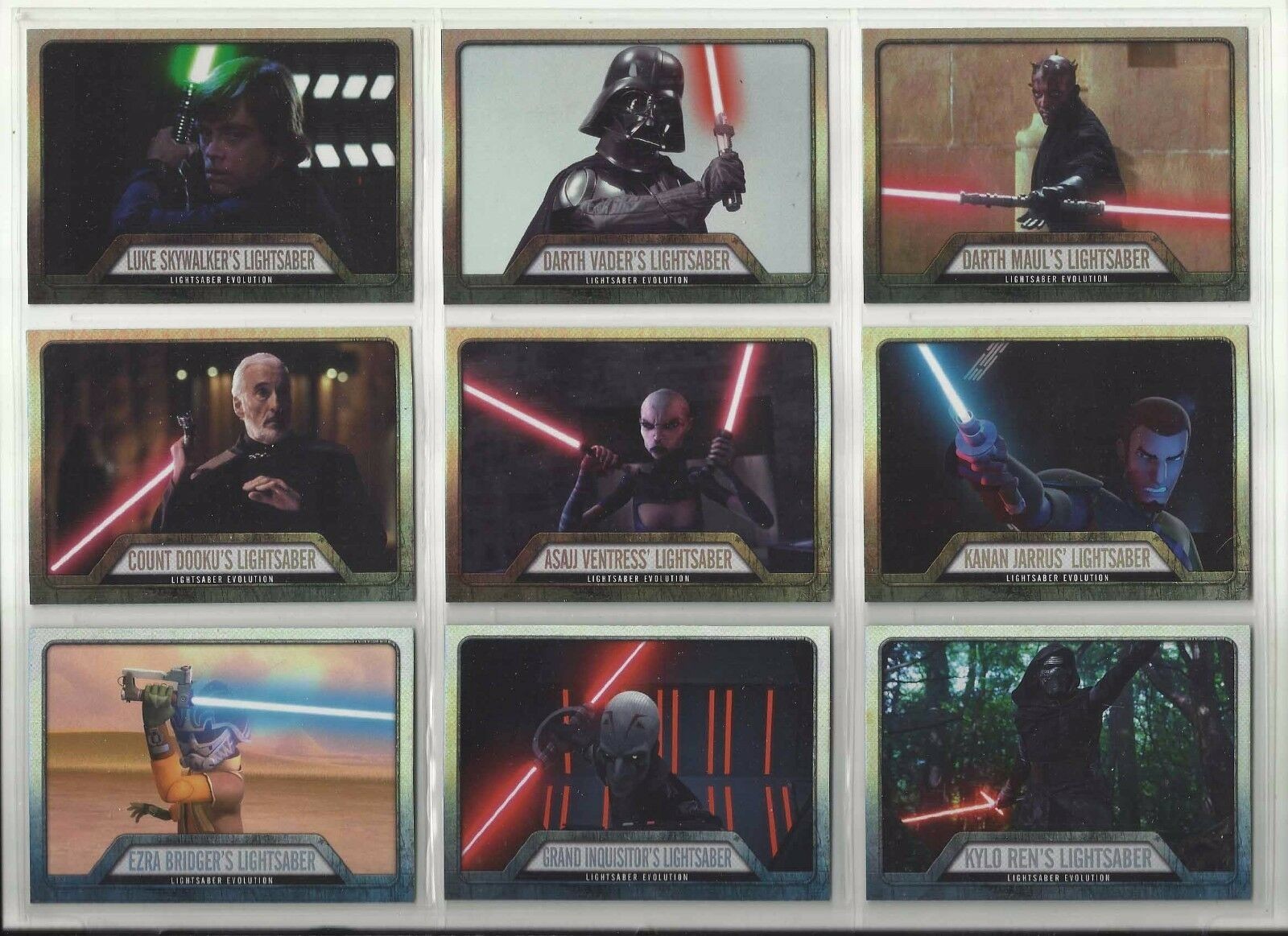 2016 Star Wars Evolution (Topps) EVOLUTION LIGHTSABER Set of 9 Cards (EL1-EL9)