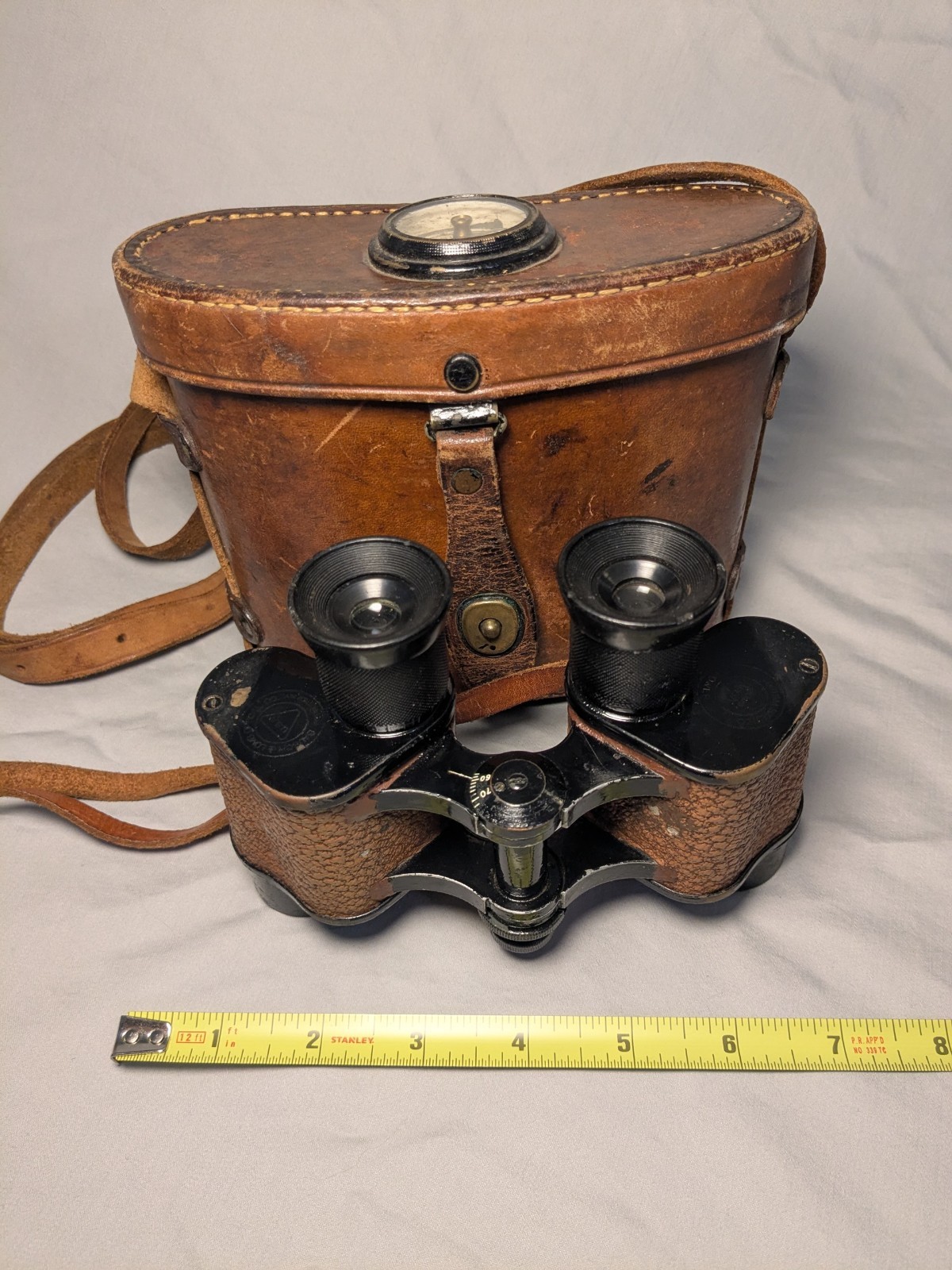 WWI BAUSCH & LOMB USMC 6X30 BINOCULARS • RARE EARLY SERIAL 2609 W/ COMPASS CASE
