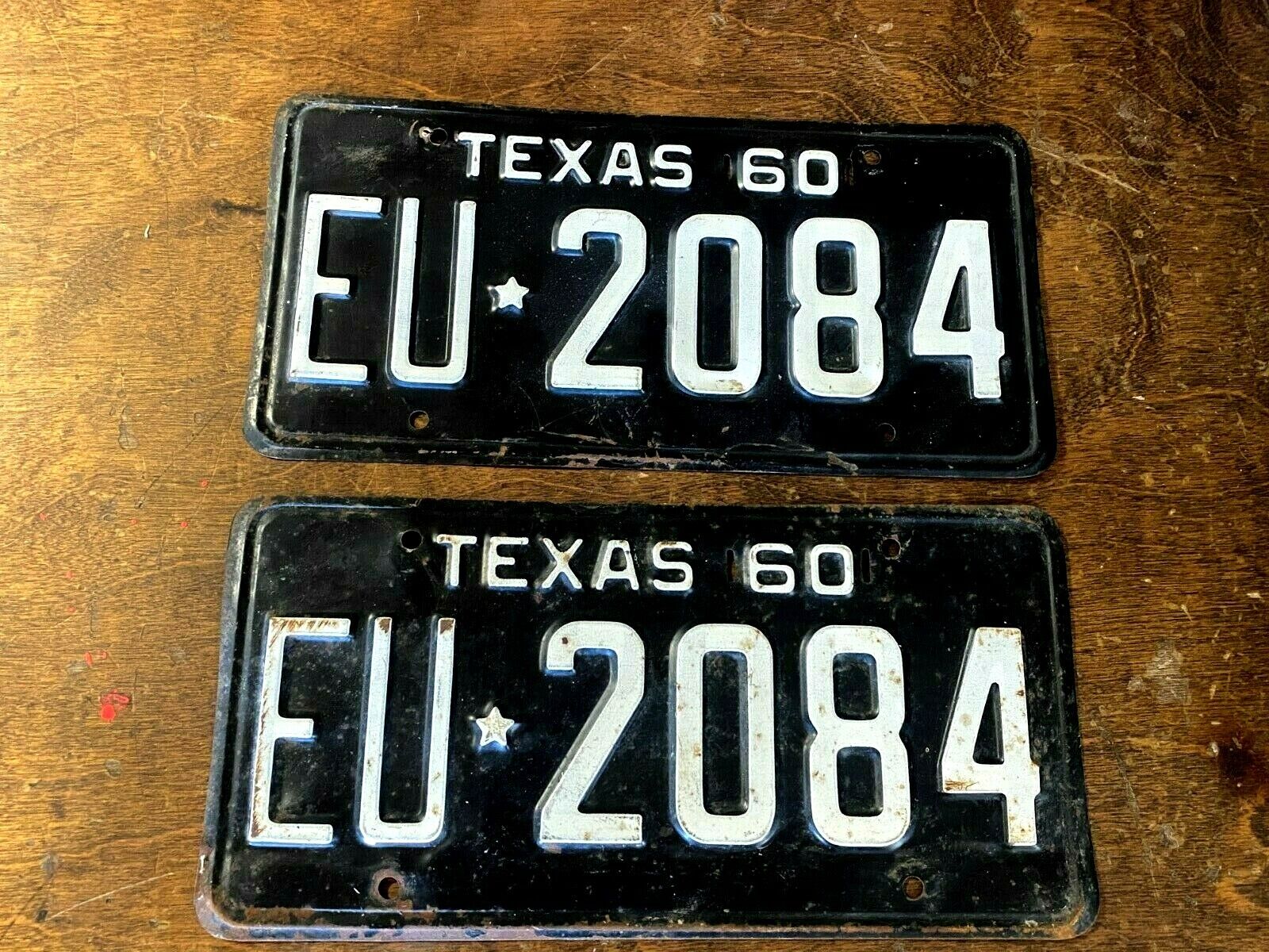 Vintage Pair of 1960 Texas Auto License Plate  ~ Muscle Car Ford Chevrolet Mopar