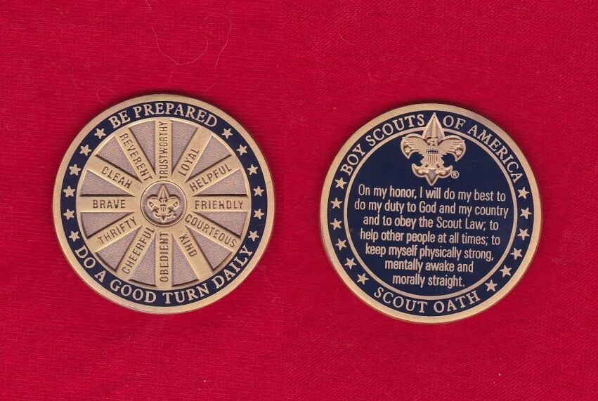 SCOUT OATH CHALLENGE COIN Boy Scout Law Motto Slogan Cub Scout Award Gift BSA