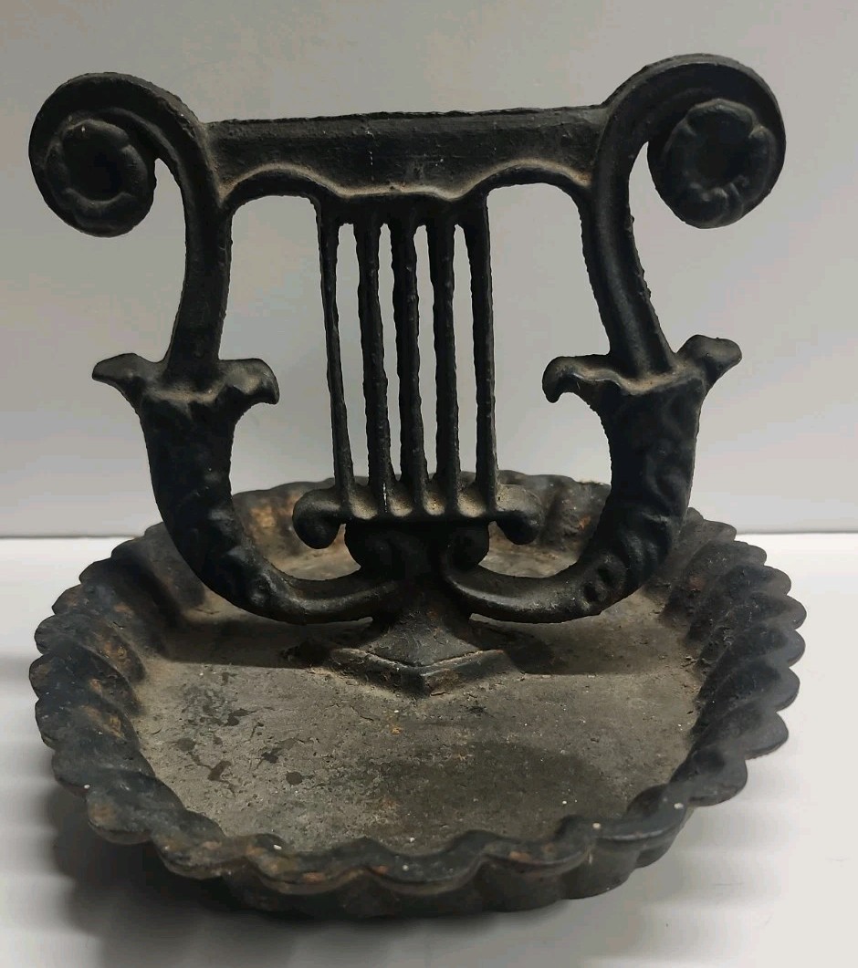 Vintage Antique Cast Iron Boot Scraper Victorian Harp Lyre Drip 1900's 