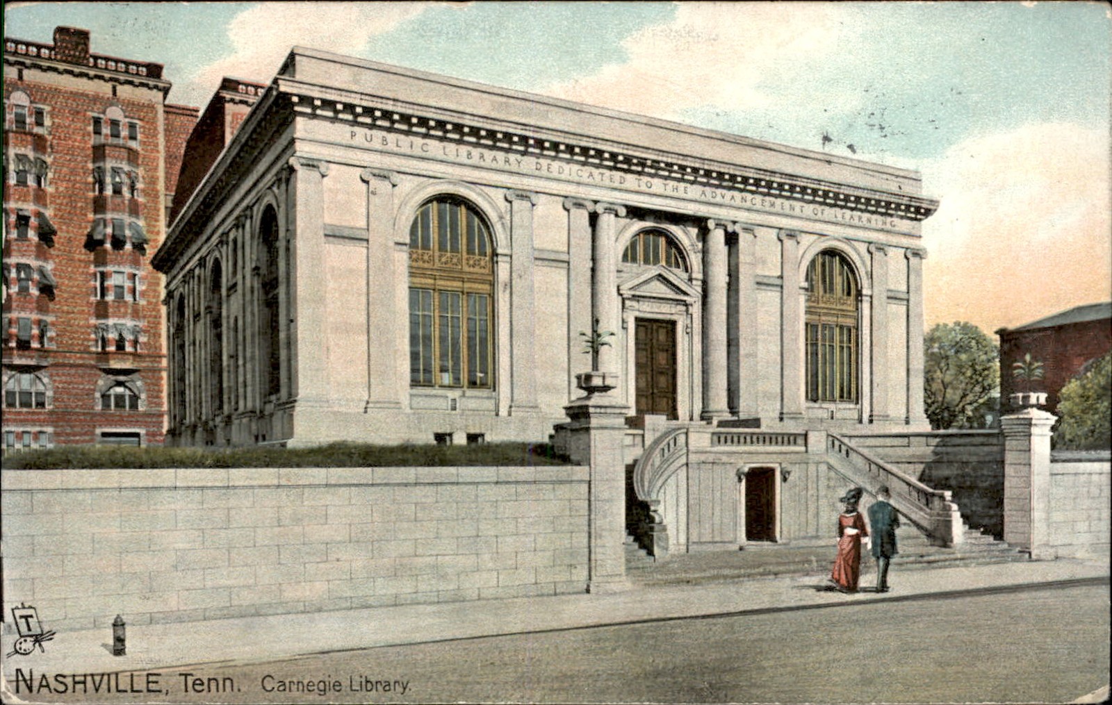 Nashville Tennessee TN Carnegie Library Tuck c1908 Vintage Postcard