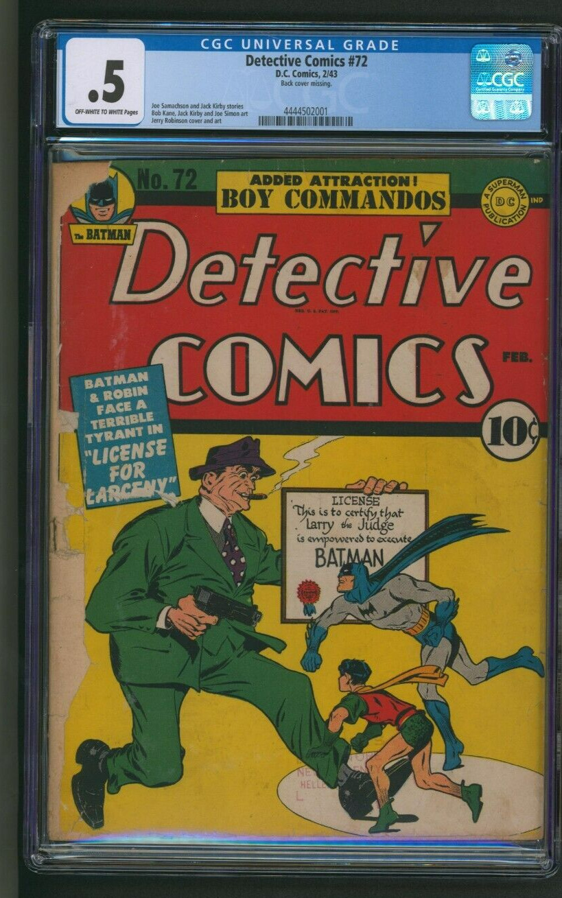 Detective Comics #72 CGC .5 DC Comics 1943 Golden Age Batman