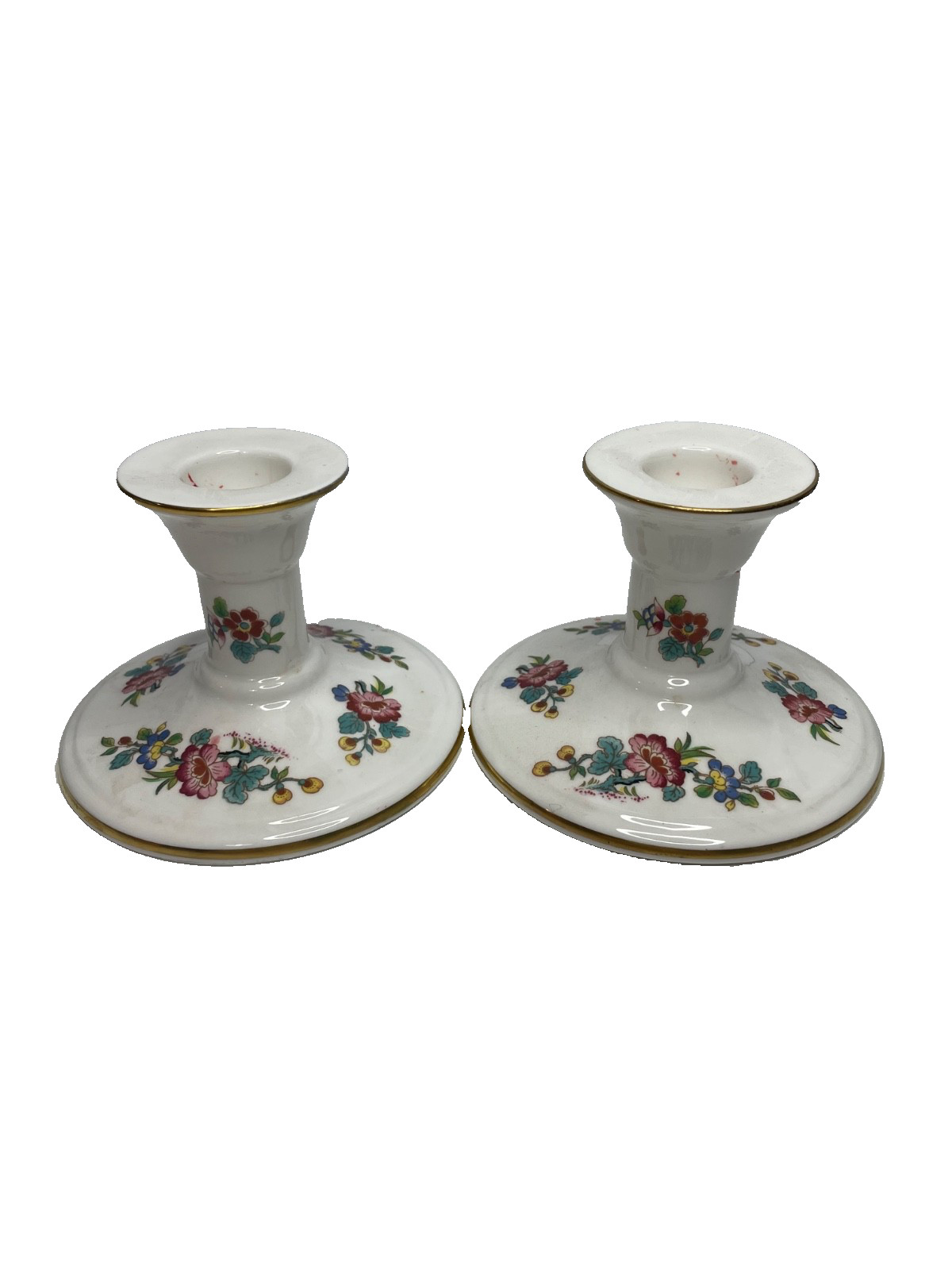 A pair Coalport Ming Rose Candlestick holder  3\