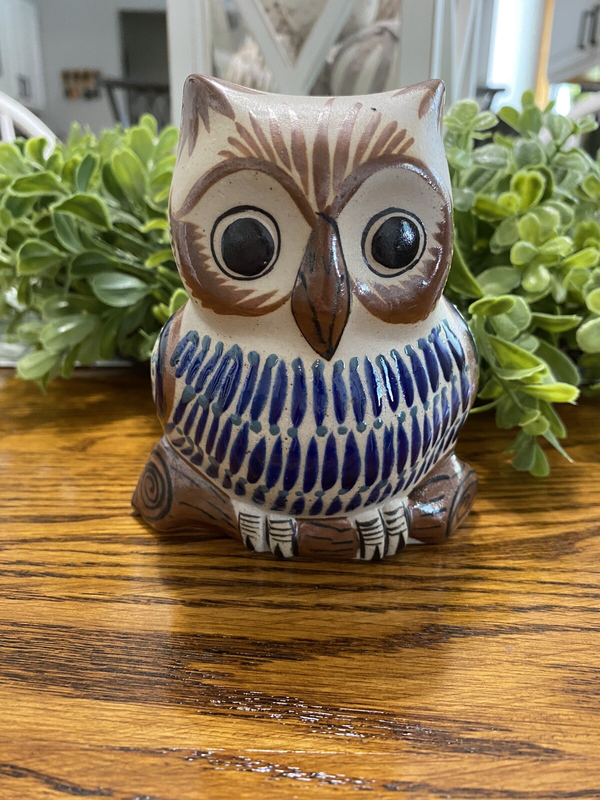 Tonala Owl Bird Figurine Mexico Folk Art Pottery Figurine Reyna 4.75\