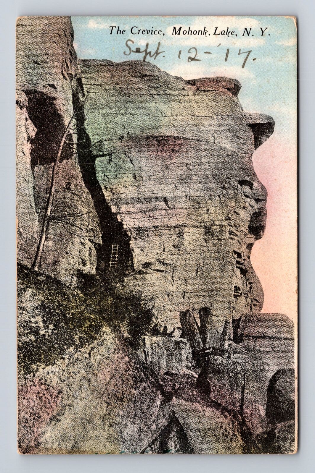 Mohonk Lake NY-New York, The Crevice Rock Formation, Vintage Souvenir Postcard