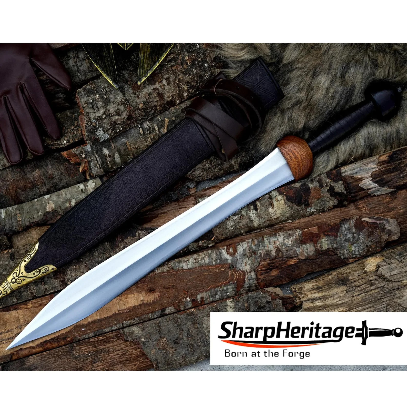 Roman Pompeii Gladius Sword 20 Inch 5160 Carbon Steel Blade Hand Forged Sheath