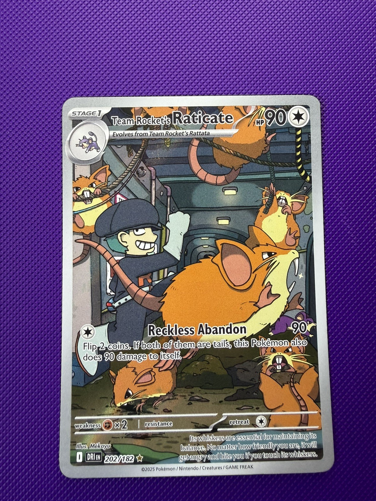 Pokemon TCG Destined Rivals Team Rocket's Raticate Card 202/182