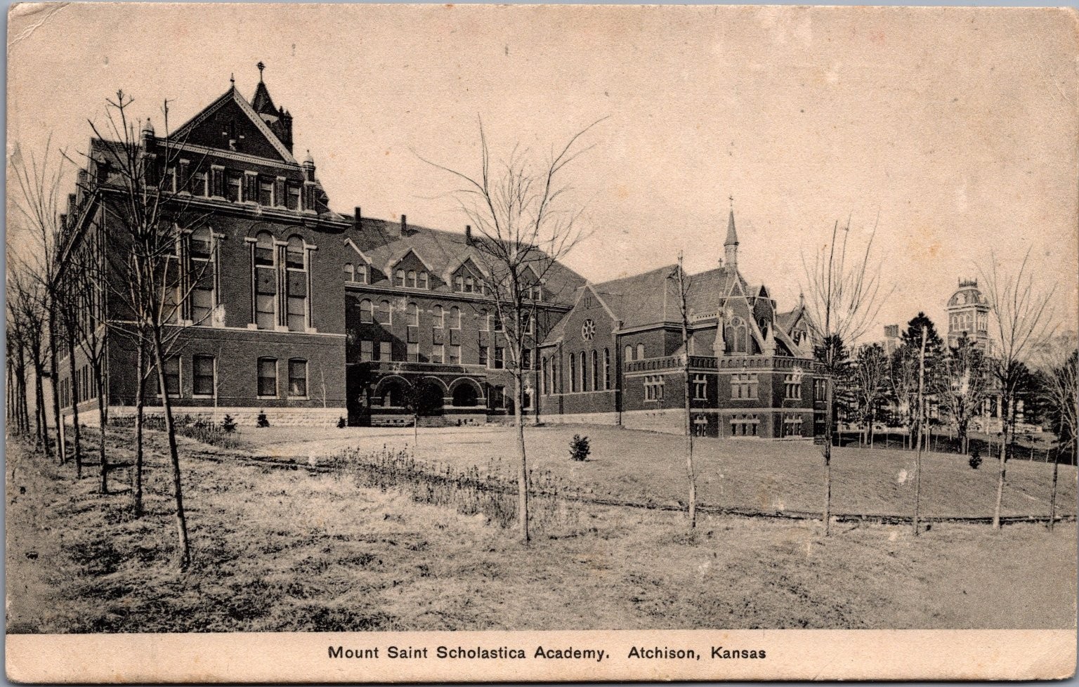 Mt Saint Scholastica Academy Atchison Kansas RPPC 1900 Postcard Rushville MO