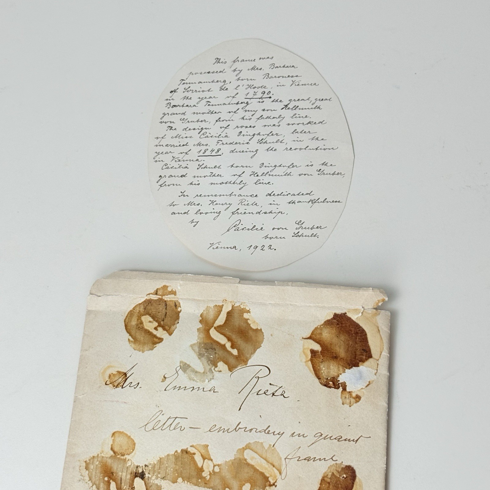 1922 Antique Austrian Provenance Note Letter Vienna Revolution 1848 History