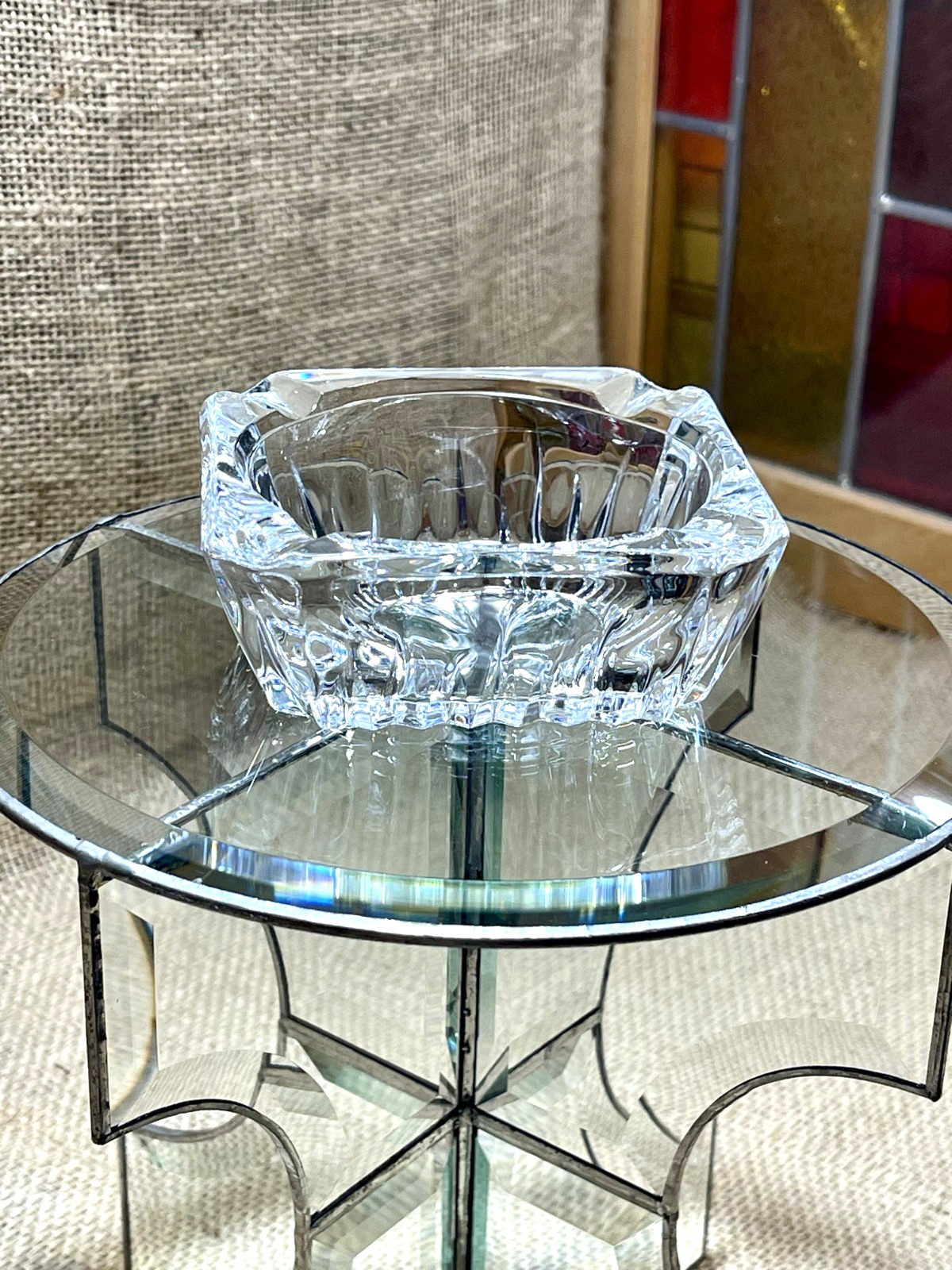 Beautiful MCM Vintage RCR 24% Lead Crystal Square Ashtray / ITALY