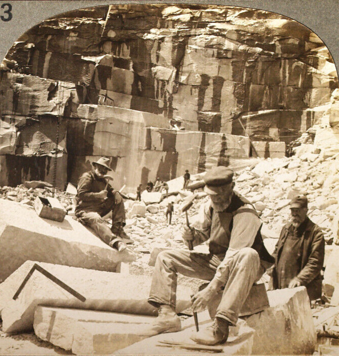 Keystone Stereoview of a Granite Quarry in Concord, NH 1910\'s Education Set #3 A