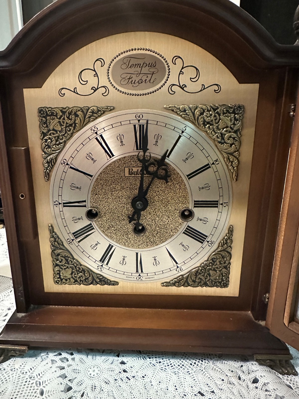 Bulova Tempus Fugit Mantel Clock Hermle 340-020 West Germany Chimes No Key