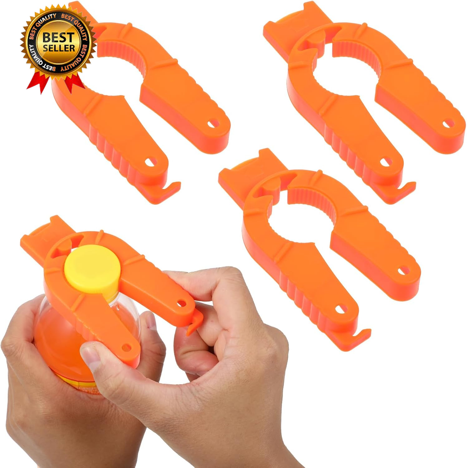 Plastic Bottle Cap Opener,3 Pack Water Bottle Opener,Orange Soda Can Opener,3 in