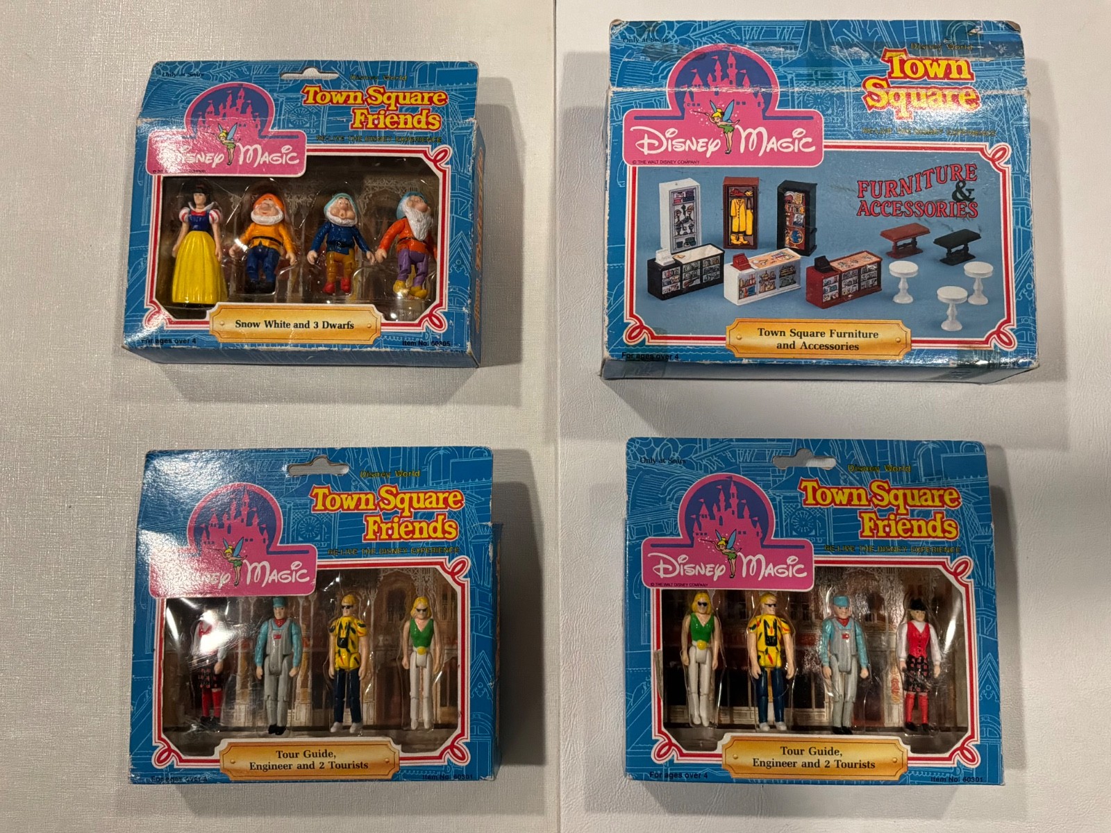 Vintage Disney World Town Square Friends Figures Furniture Lot of 4 NOS 1988
