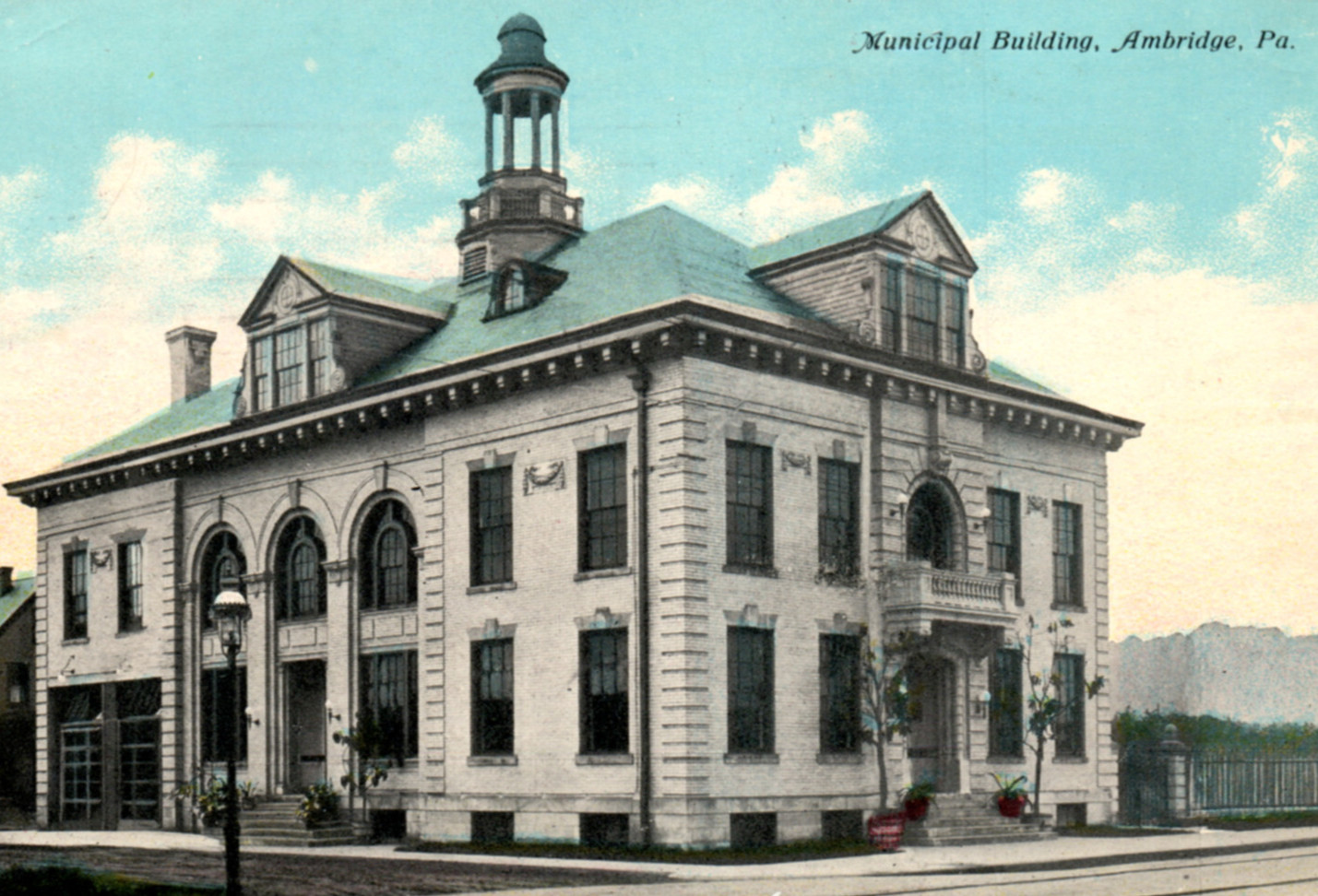 Ambridge PA Municipal Building 1911 Postcard