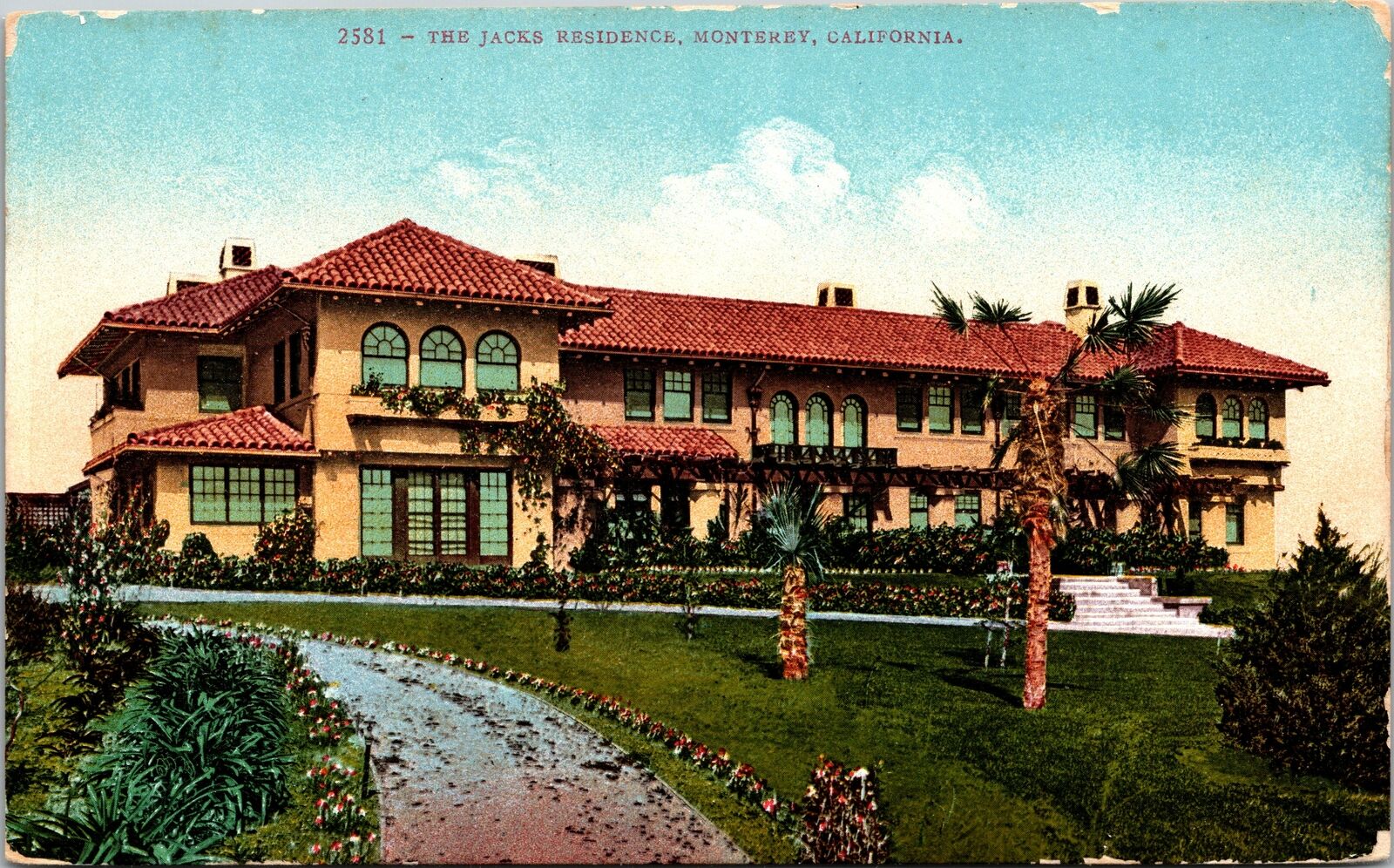 VINTAGE POSTCARD THE JACKS RESIDENCE AT MONTEREY EARLY CALIFORNIA c. 1910-1912