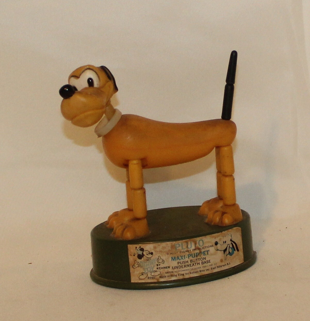 Vintage PLUTO Dog Disney Push Button Maxi Puppet Toy Kohner Hong Kong
