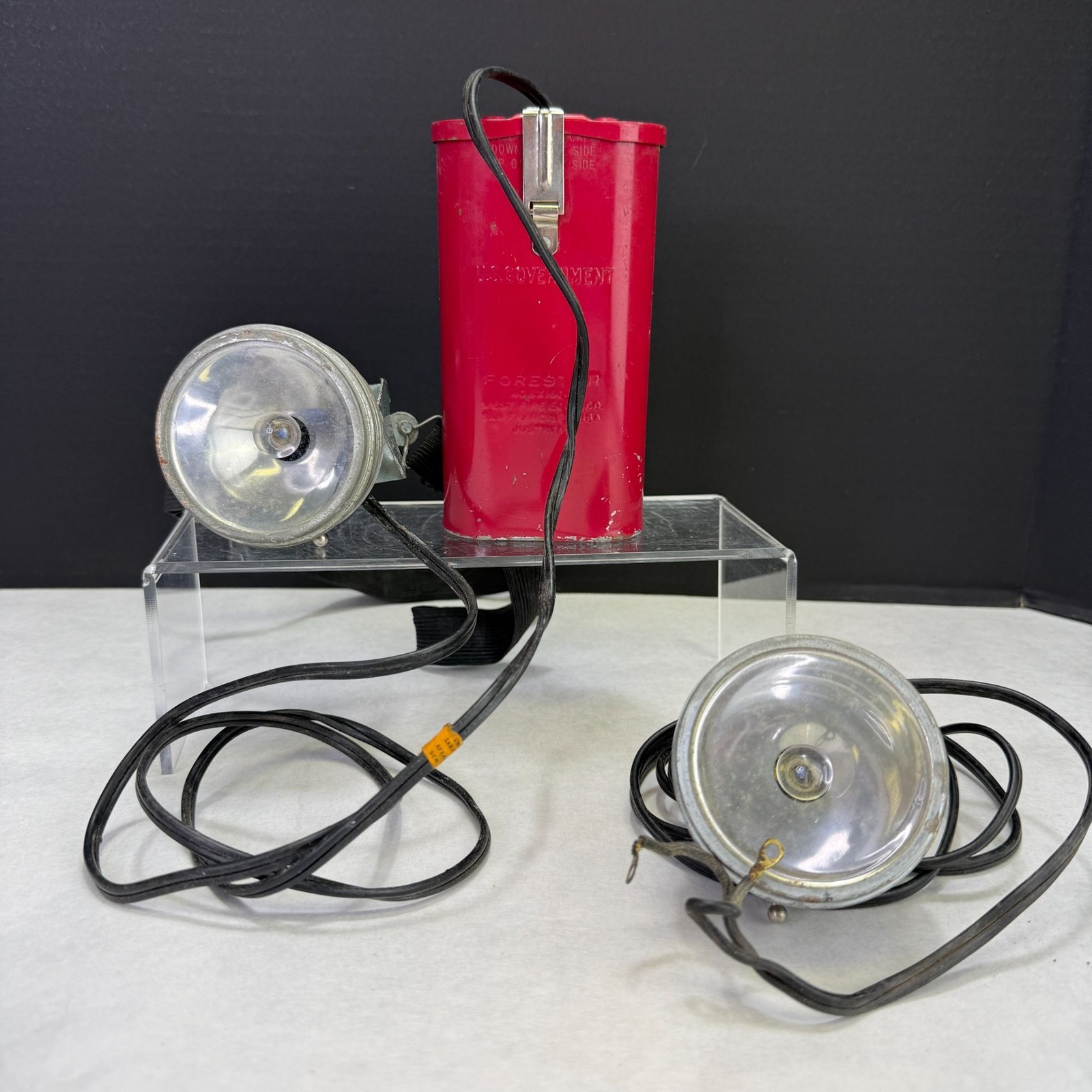 Vintage US Government Forester Lamp with Extra Light Western Fire Equipment