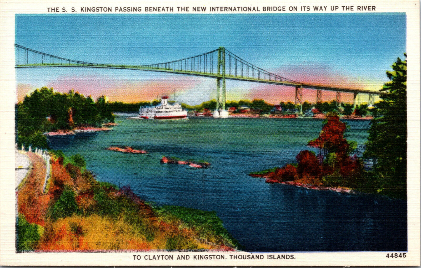 Vtg SS Kingston on St Lawrence River Thousand Islands New York NY Postcard
