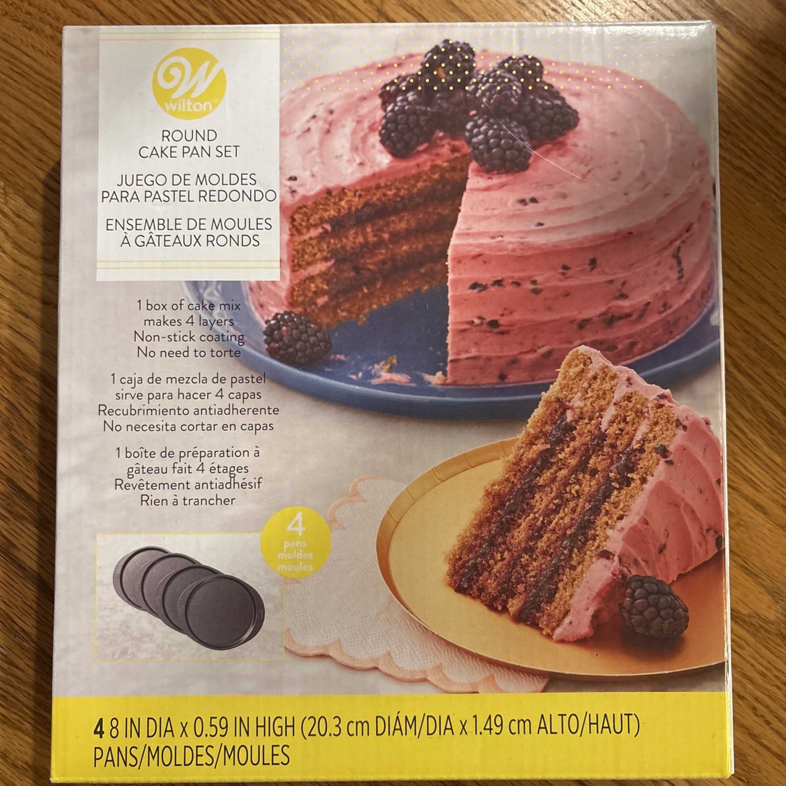 Wilton Round Layer Cake Pan Set, 8” diameter, set of 4. Non stick. NEW in box Wilton Round Layer Cake Pan Set, 8” diameter, set of 4. Non stick. NEW in box