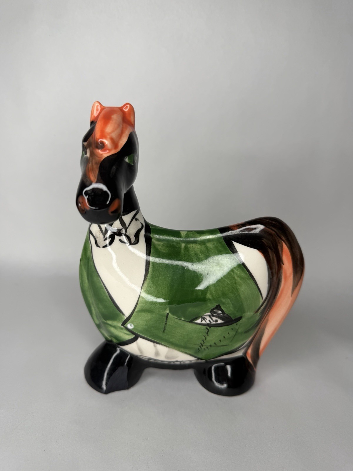 Vintage Anatoly Turov Ceramic Horse Statue 1999 SIGNED Hand Painted