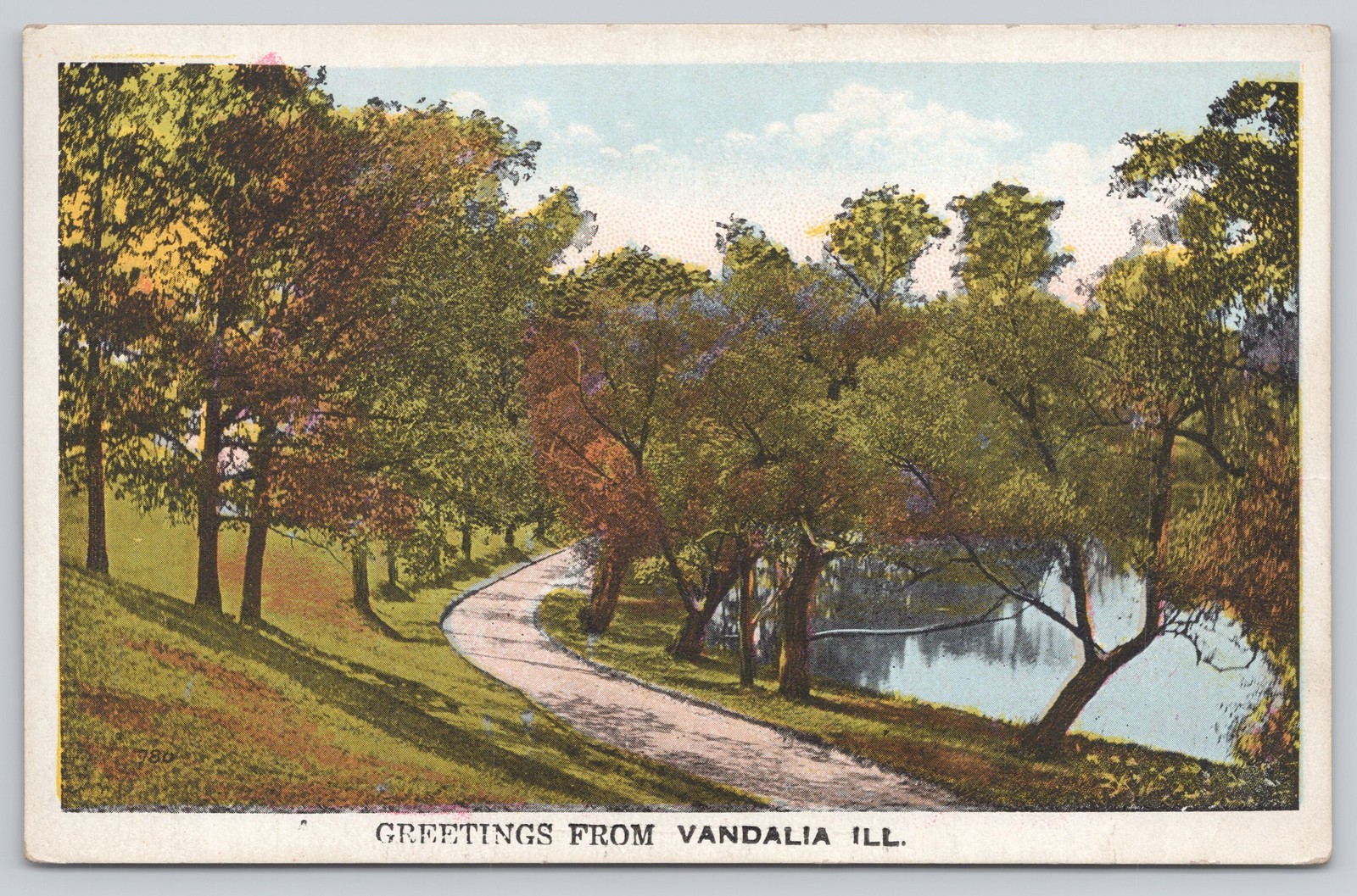 Vandalia, Illinois Greetings from Vandalia Lakeside Drive White Border Unposted
