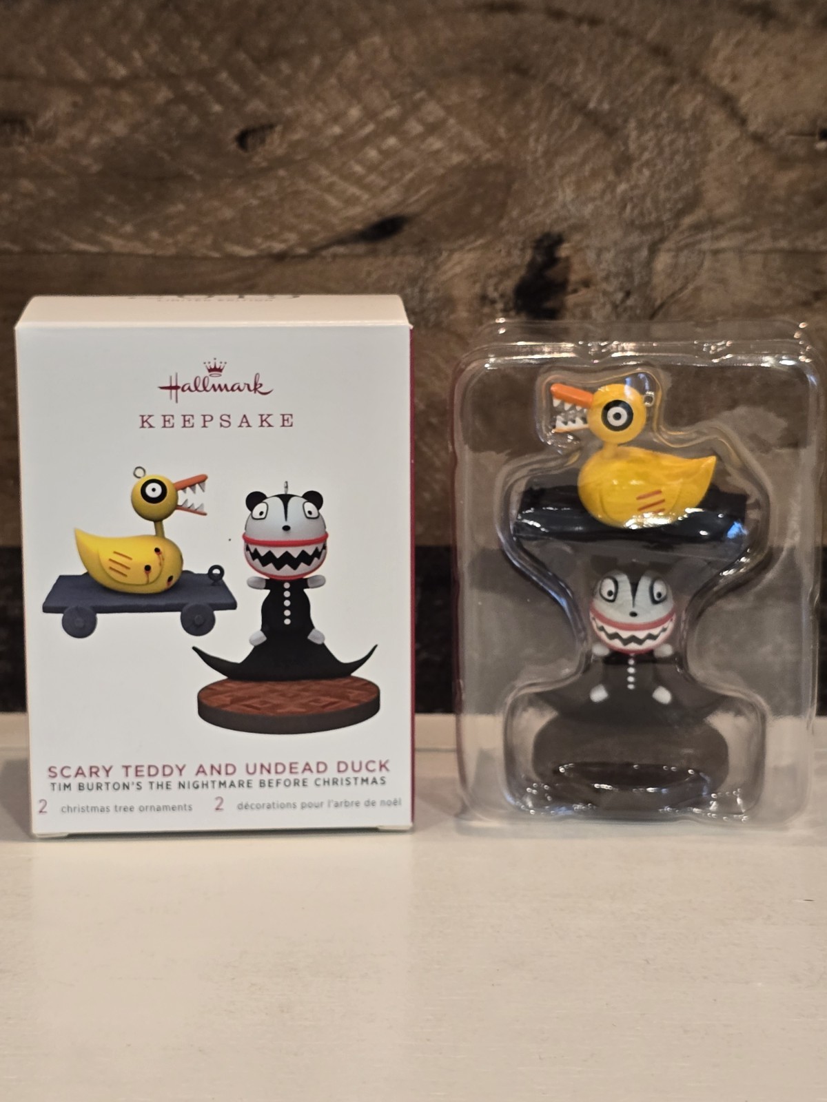 NEW HALLMARK 2019 SCARY TEDDY & UNDEAD DUCK Limited Edition Tim Burton Ornament