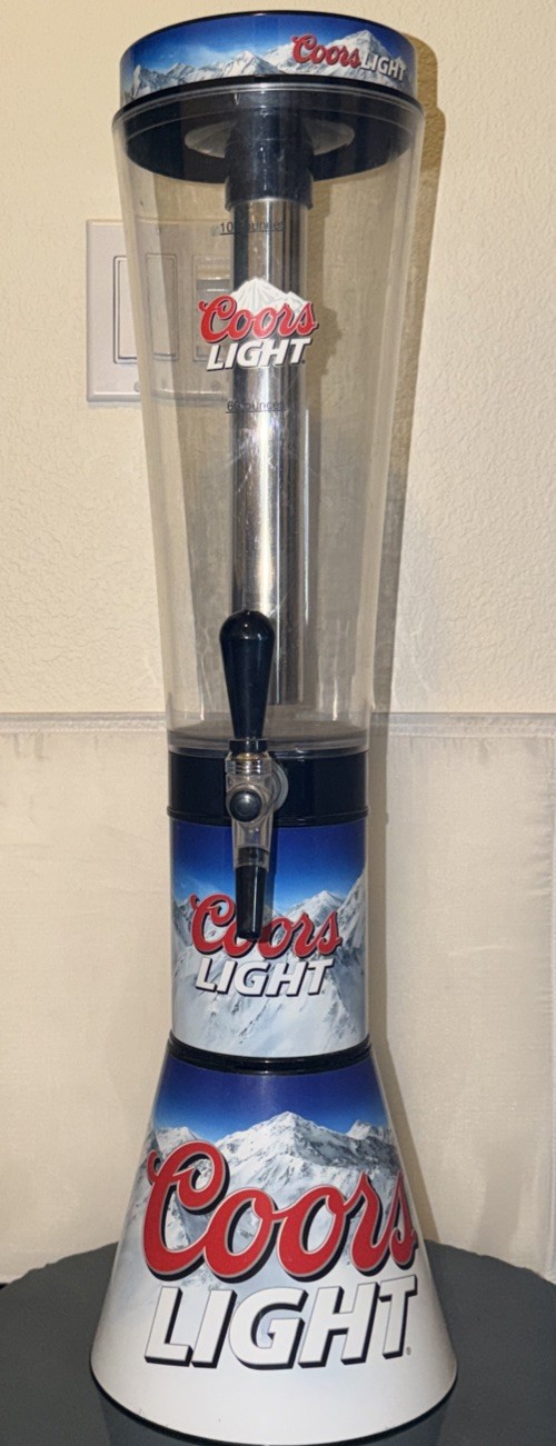 Rare2012 COORS LIGHT 100 oz Table Top Draft Beer 28”Tower Dispenser W Ice Tube