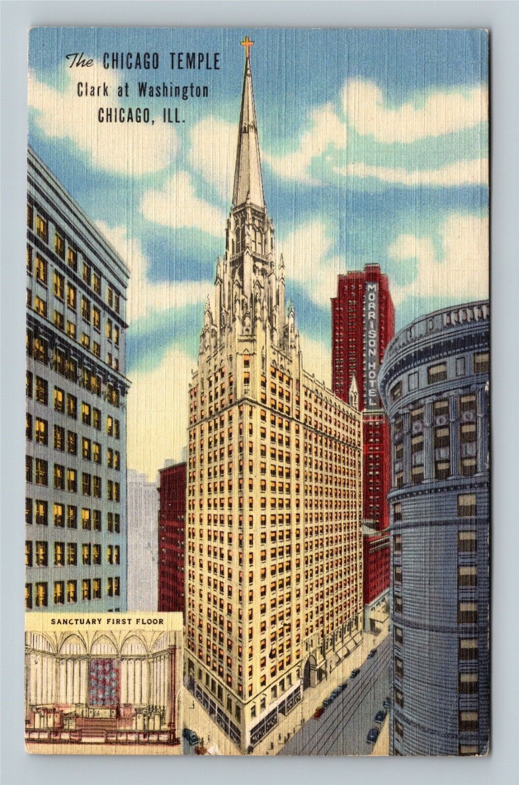 Chicago, Methodist Temple Oldest Church, Sanctuary VintageIllinois 1950 Postcard