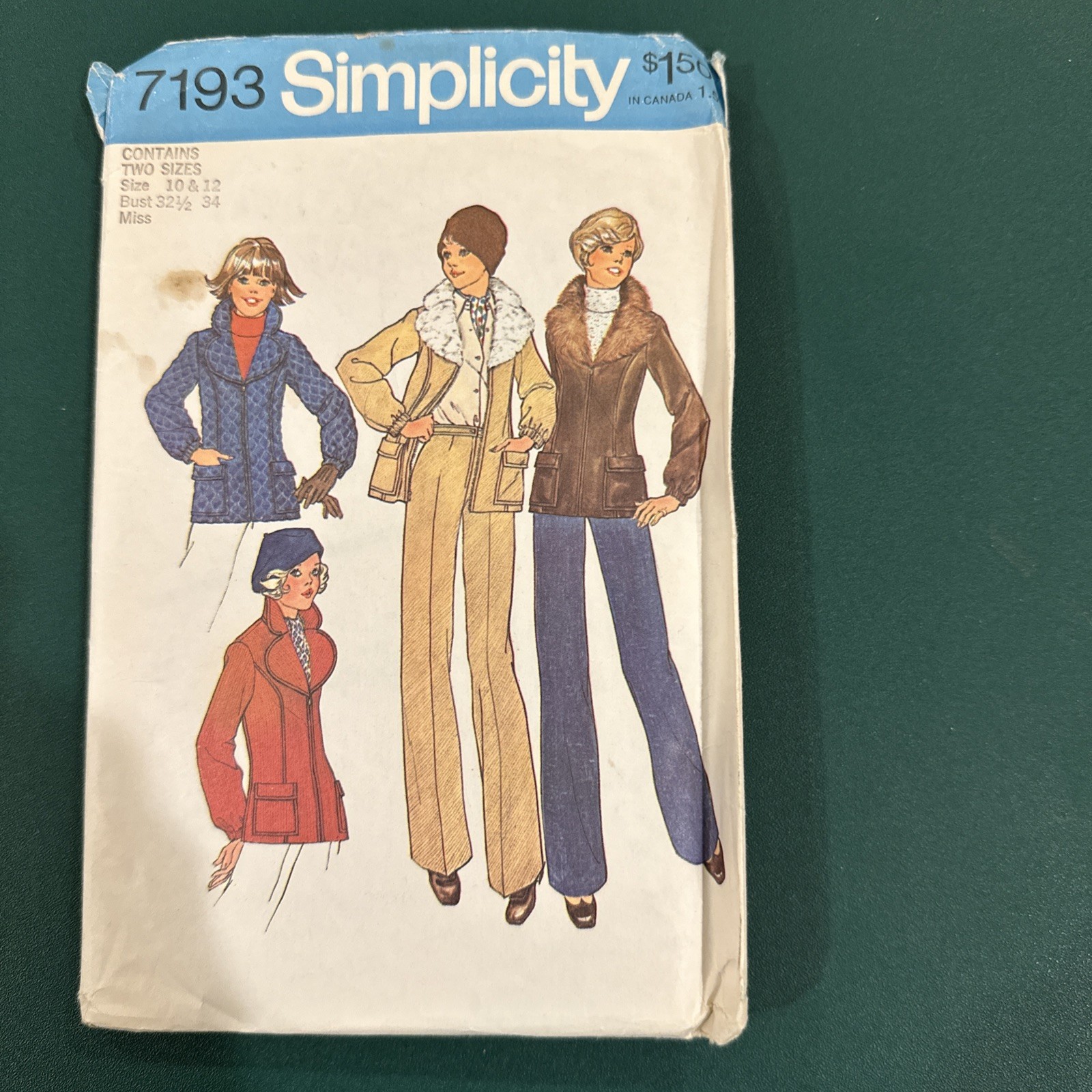 Simplicity 7193 Vintage Sewing Pattern Size 10 & 12 Misses