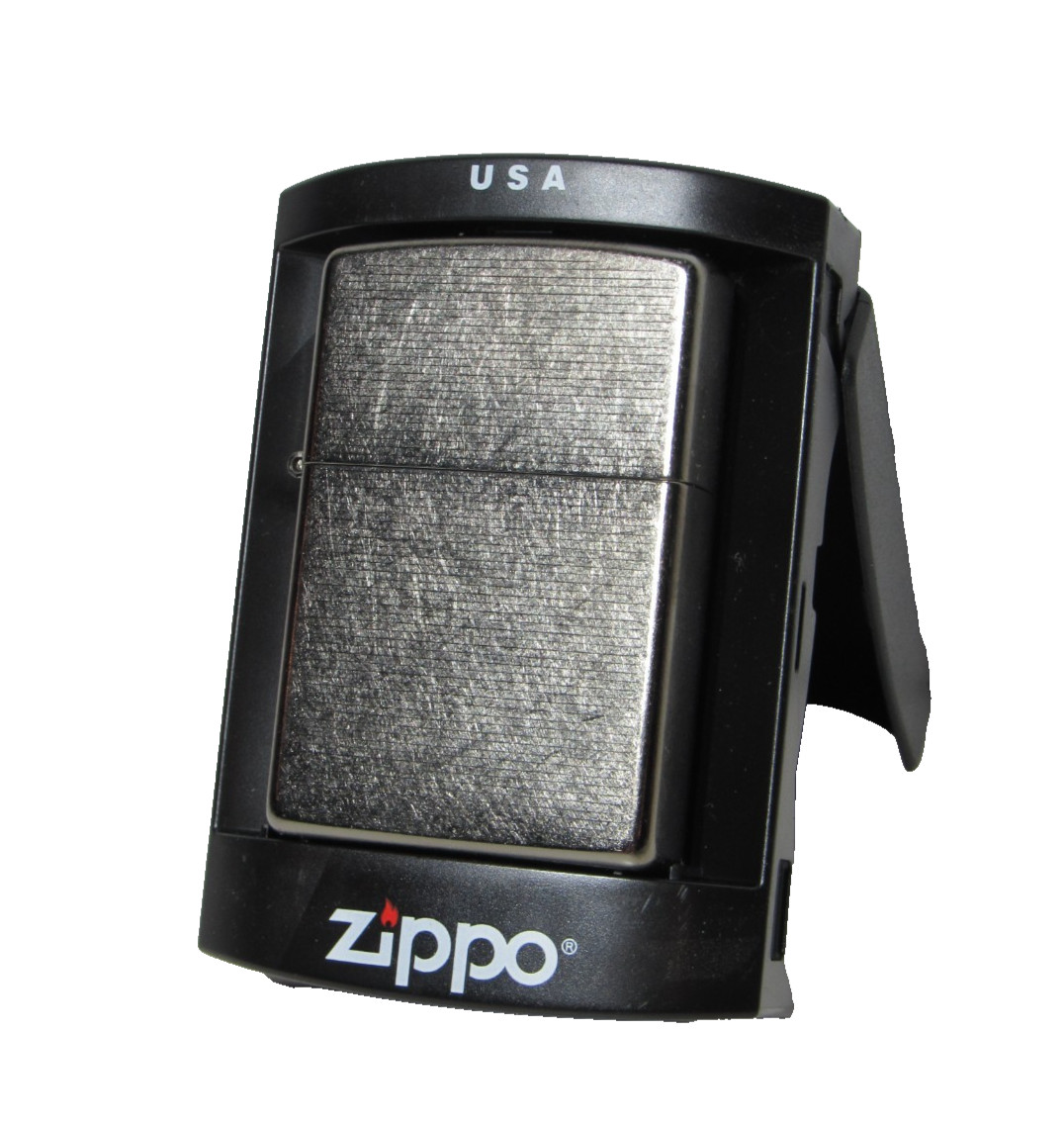 New 2006 ZIPPO Fine Horizontal Lines Original Steel Orange Seal & Plastic Case