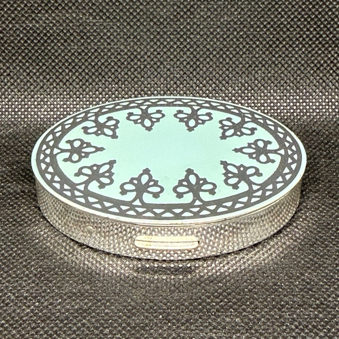 Vintage Charles of the Ritz Turquoise & Black Enamel Powder Compact – Art Deco