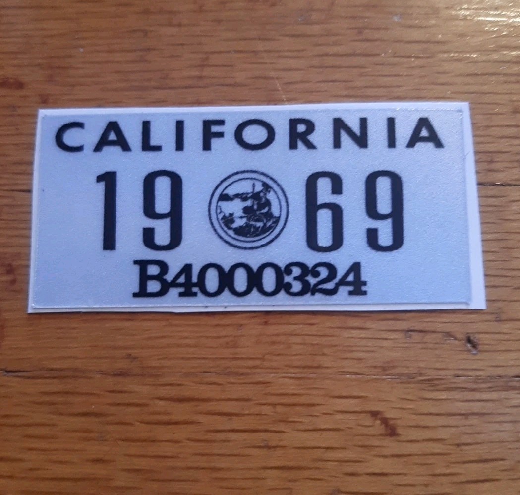 1969 California License Plate Registration Sticker, decal, YOM, CA DMV 1969 California License Plate Registration Sticker, decal, YOM, CA DMV