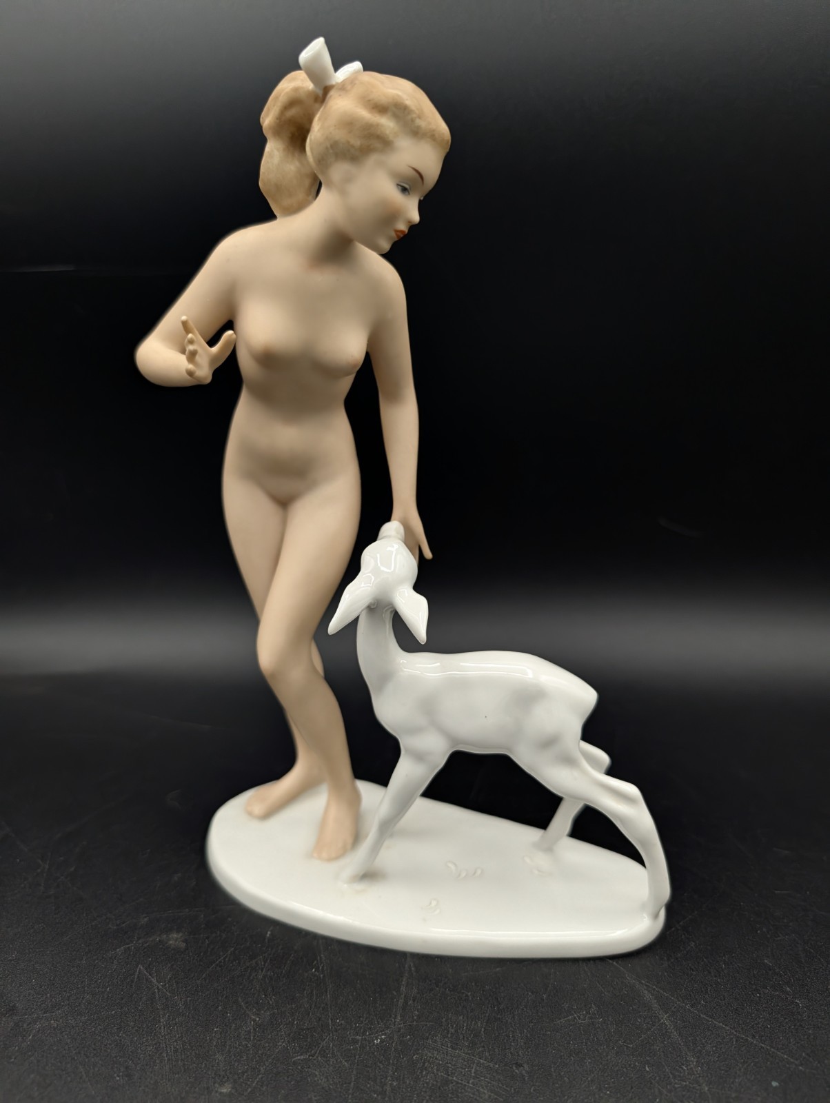 Vtg Wallendorf Porcelain Nude Girl Woman Deer Figurine Art Nouveau 1764 1657 Vtg Wallendorf Porcelain Nude Girl Woman Deer Figurine Art Nouveau 1764 1657