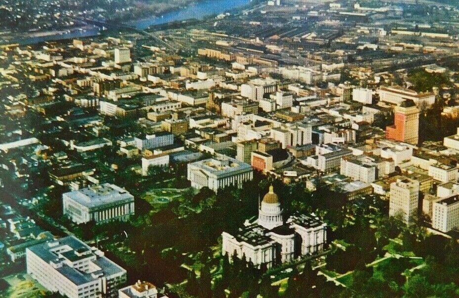 Sacramento California Arial View Of Capitol Chrome Vintage Postcard