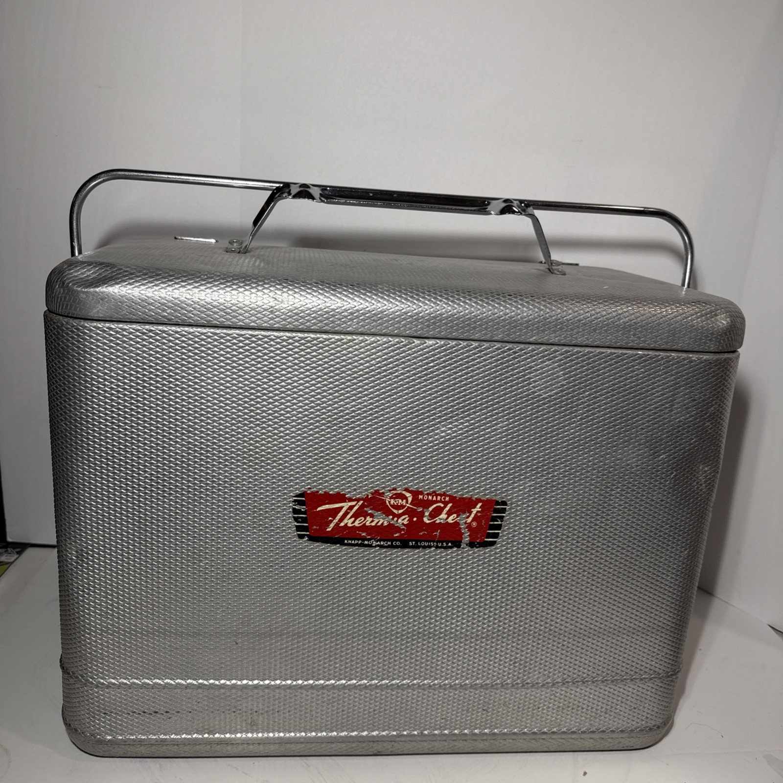 Vintage Knapp Monarch Therm-a-Chest Aluminum Cooler Ice Chest Box Intact Liner