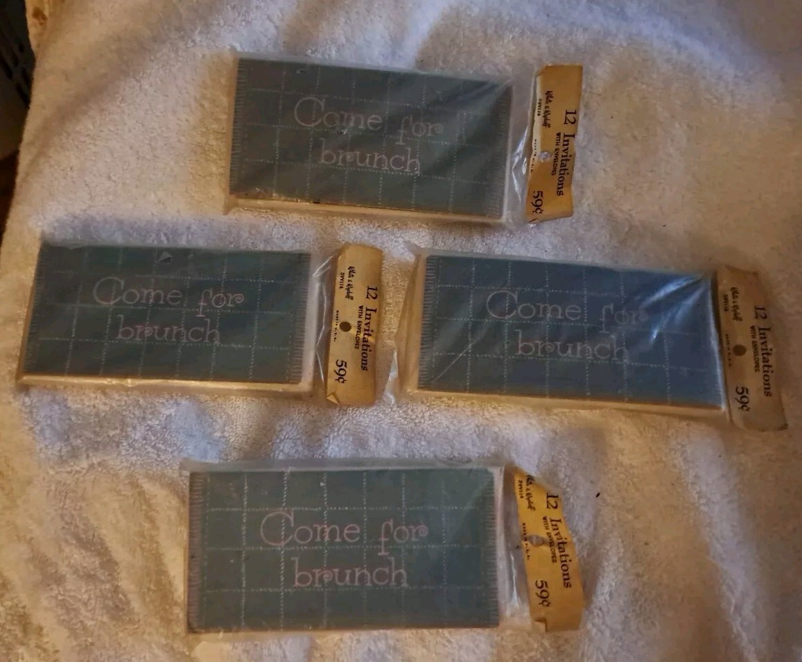 4 Vtge 1950s, 60s 12 Packs White & Wyckoff Come For Brunch Invitations w/ Env 48