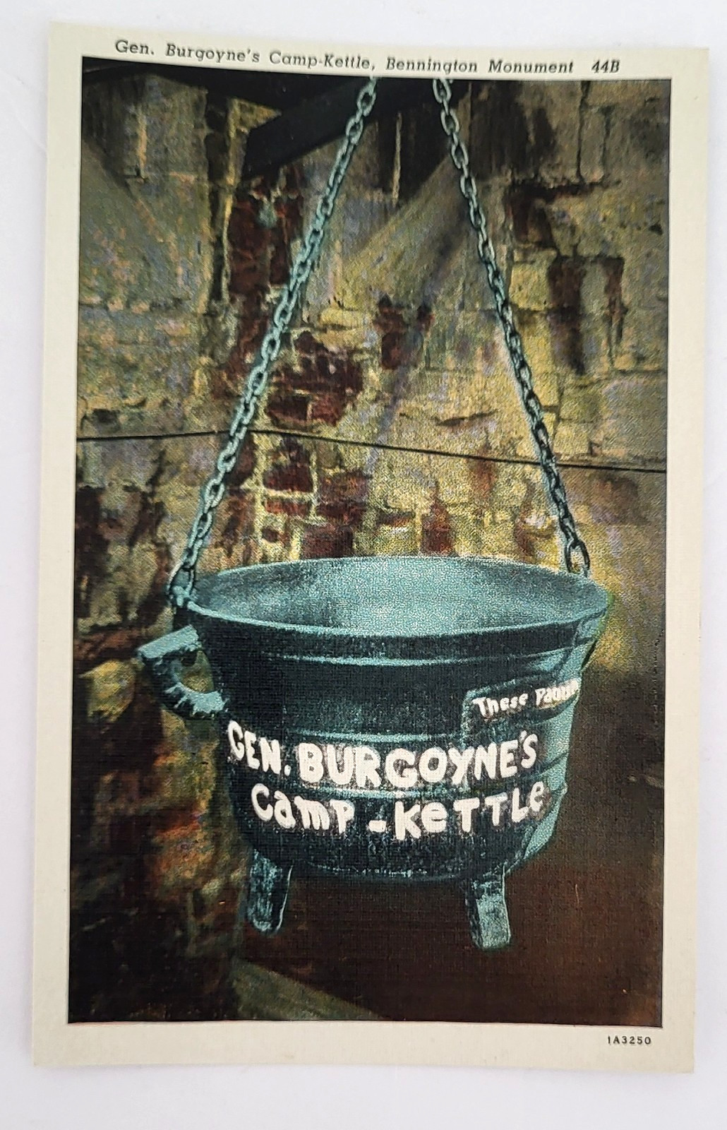 VTG 1931 BENNINGTON VT PC GEN BURGOYNE\'S CAMP KETTLE Teich Archives MINT