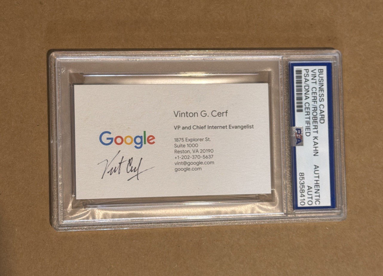 Vint Cerf PSA/DNA Autograph Signed Google Cloud Business Card Internet Creator