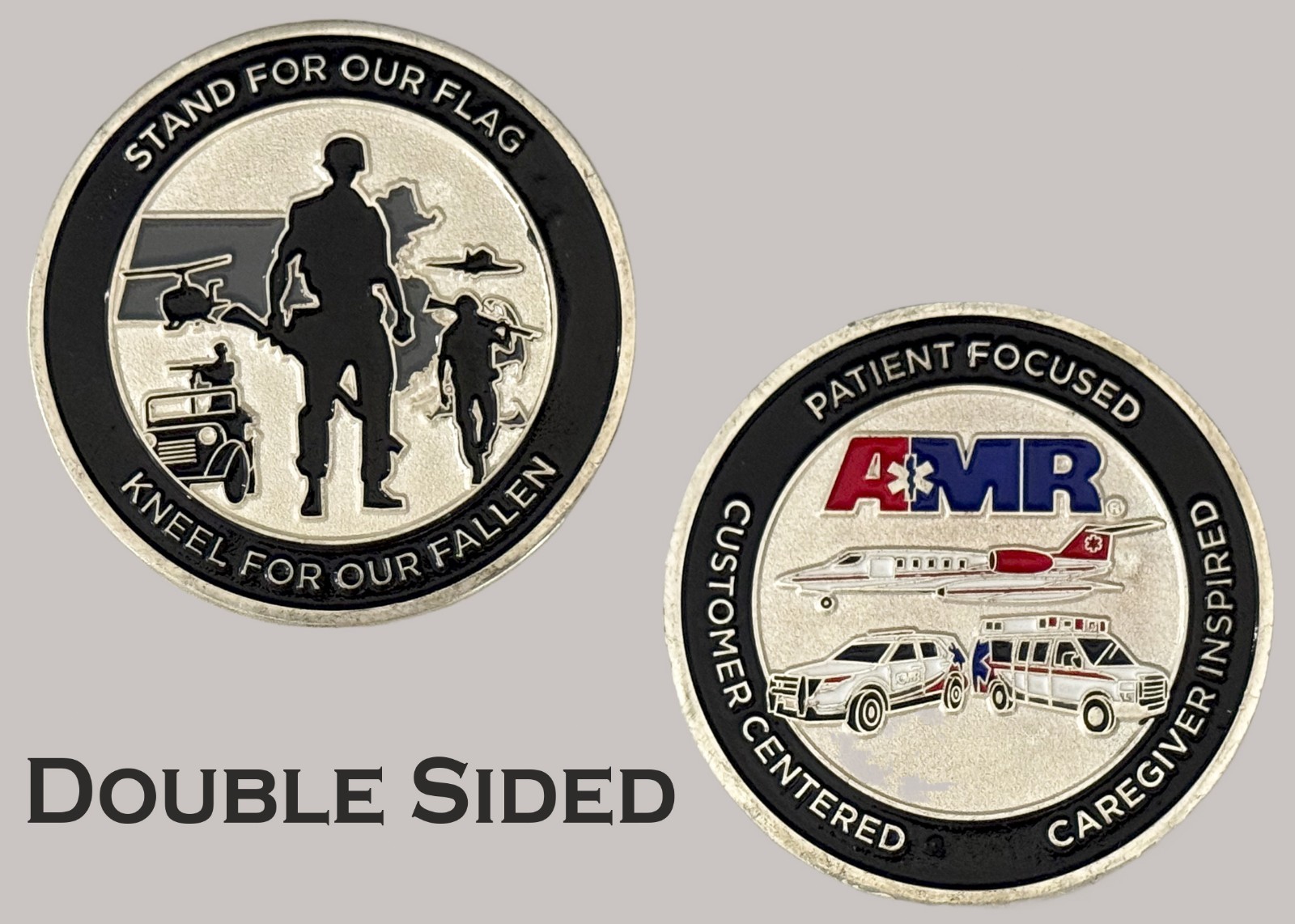 AMR EMS Stand For Our Flag Kneel For Our Fallen Challenge Coin  J#26