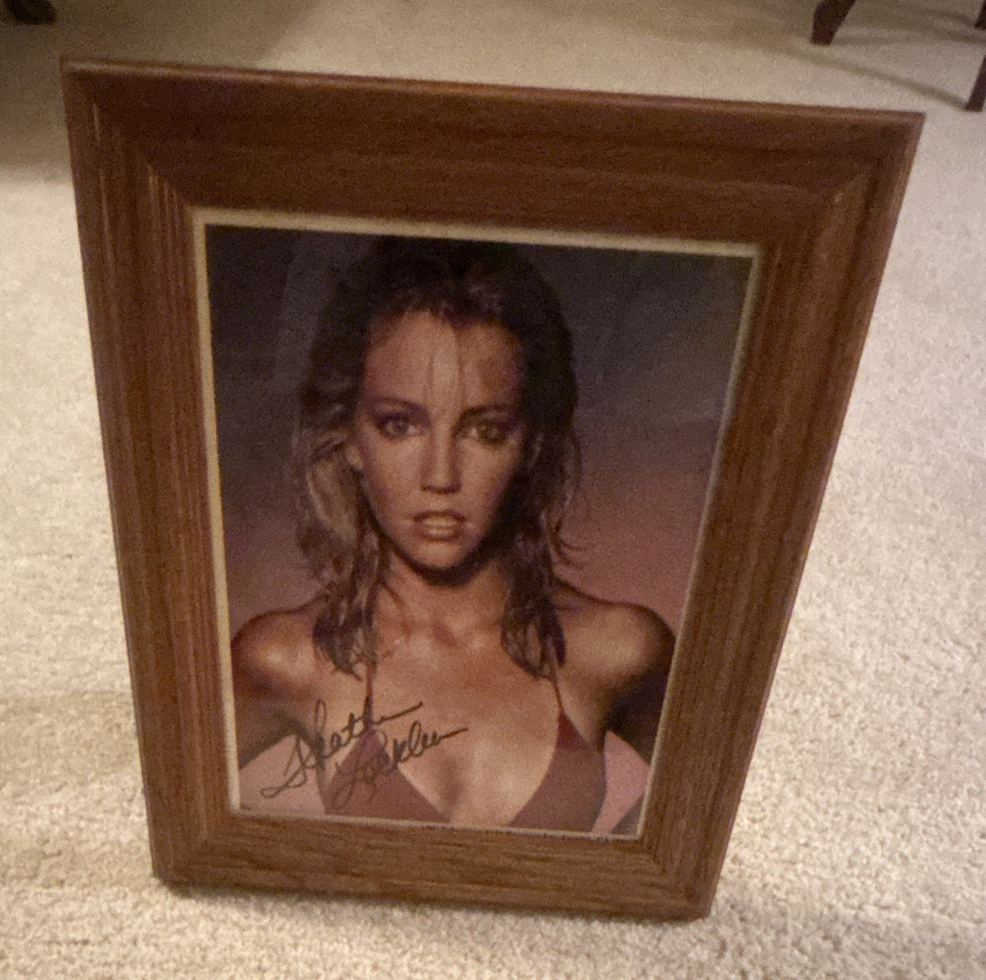 Heather Locklear Photo Autograph Visible New Wood Frame Not Authenticated