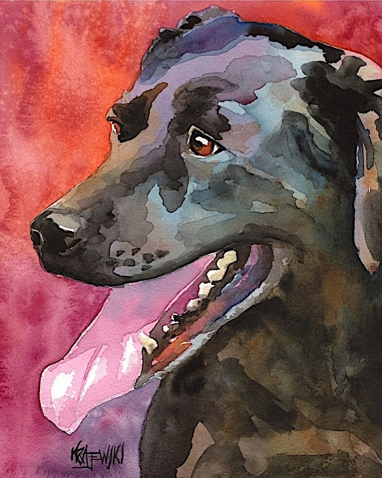Labrador Retriever Art Print from Painting | Black Lab Gifts, Wall Art, 8x10