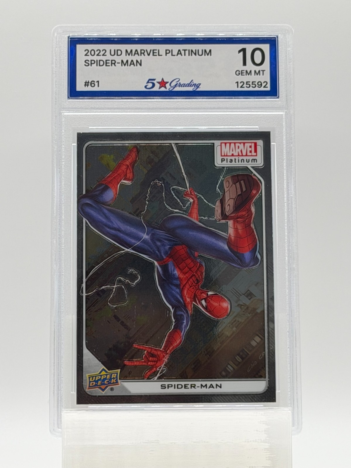 2022 Upper Deck Marvel Platinum SPIDER-MAN #61 Graded 5 Star Gem Mint 10 2022 Upper Deck Marvel Platinum SPIDER-MAN #61 Graded 5 Star Gem Mint 10