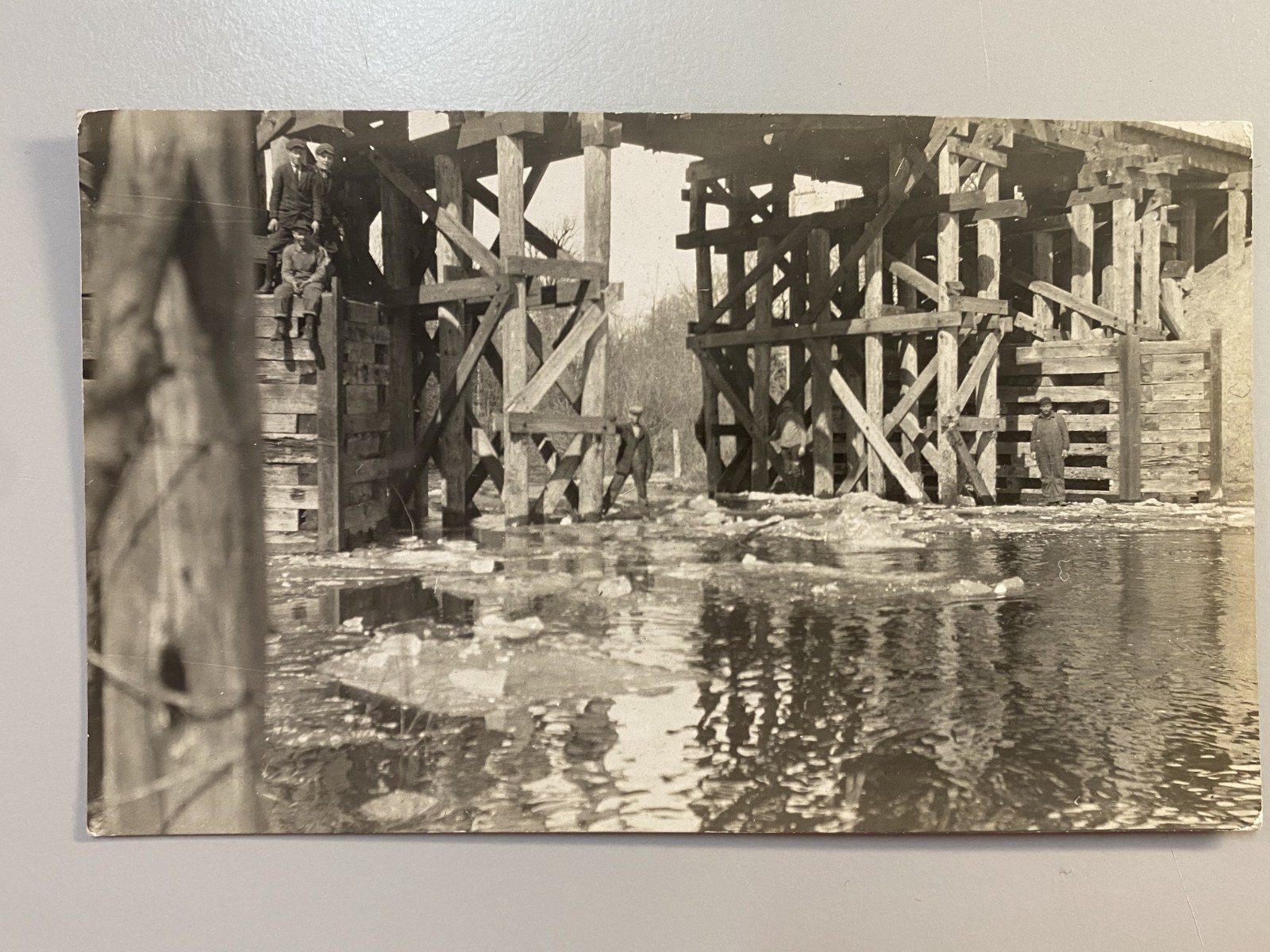 1910s Terry Montana Powder River Railroad Trestle Bridge Neighborhood Kids RPPC