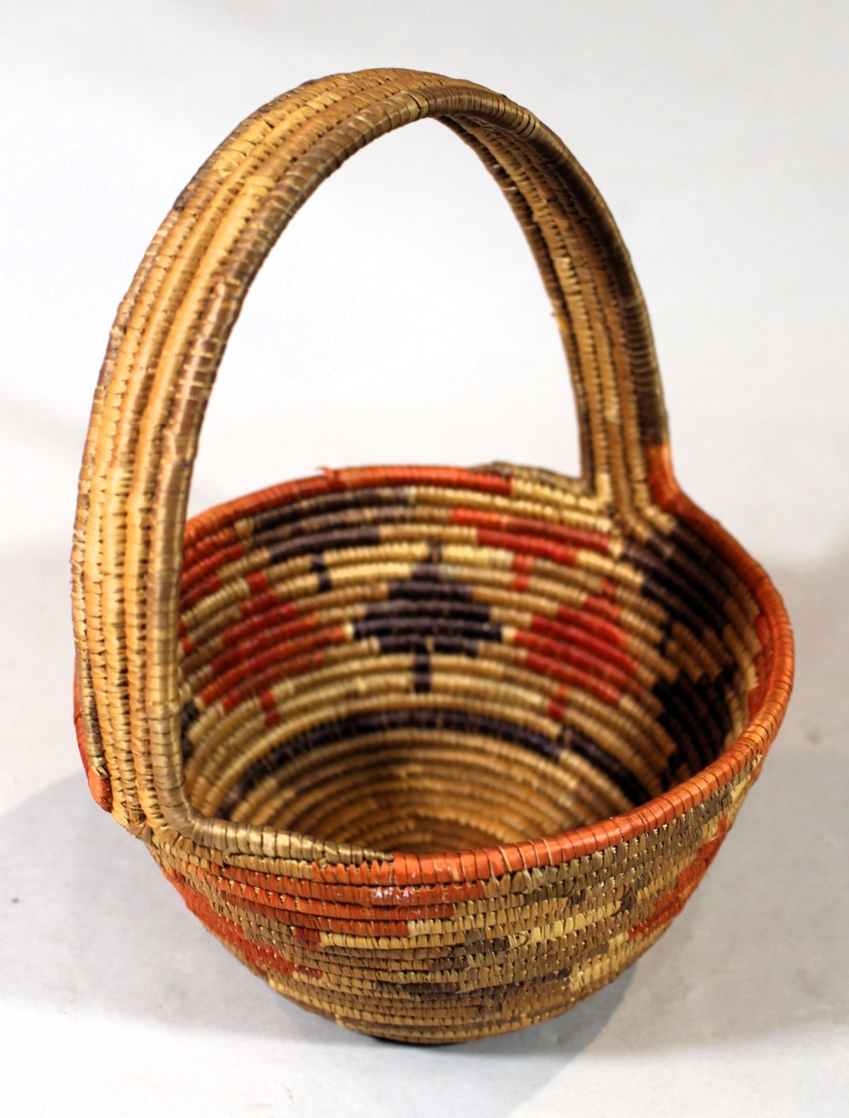 Antique Coil Woven Australian Aboriginal Basket with Coil Woven Handle c. 1940 Antique Coil Woven Australian Aboriginal Basket with Coil Woven Handle c. 1940