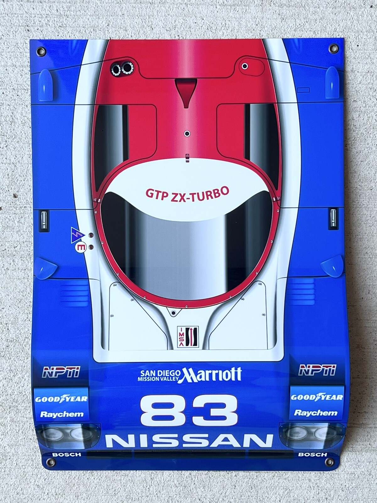 WOW 1990 NISSAN NPT-90 IMSA Racing GTP Race Car Racing Top View Curved Sign WOW 1990 NISSAN NPT-90 IMSA Racing GTP Race Car Racing Top View Curved Sign