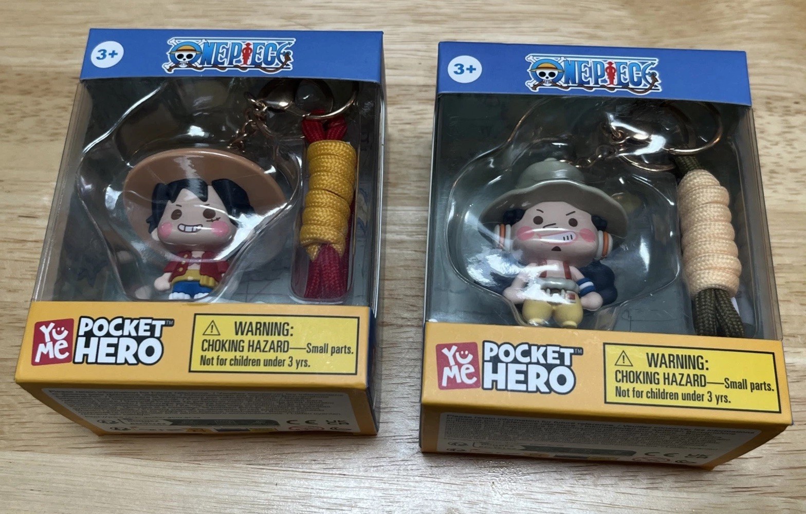 NEW One Piece Yume Pocket Hero Keychains Luffy & Usopp Anime Fig