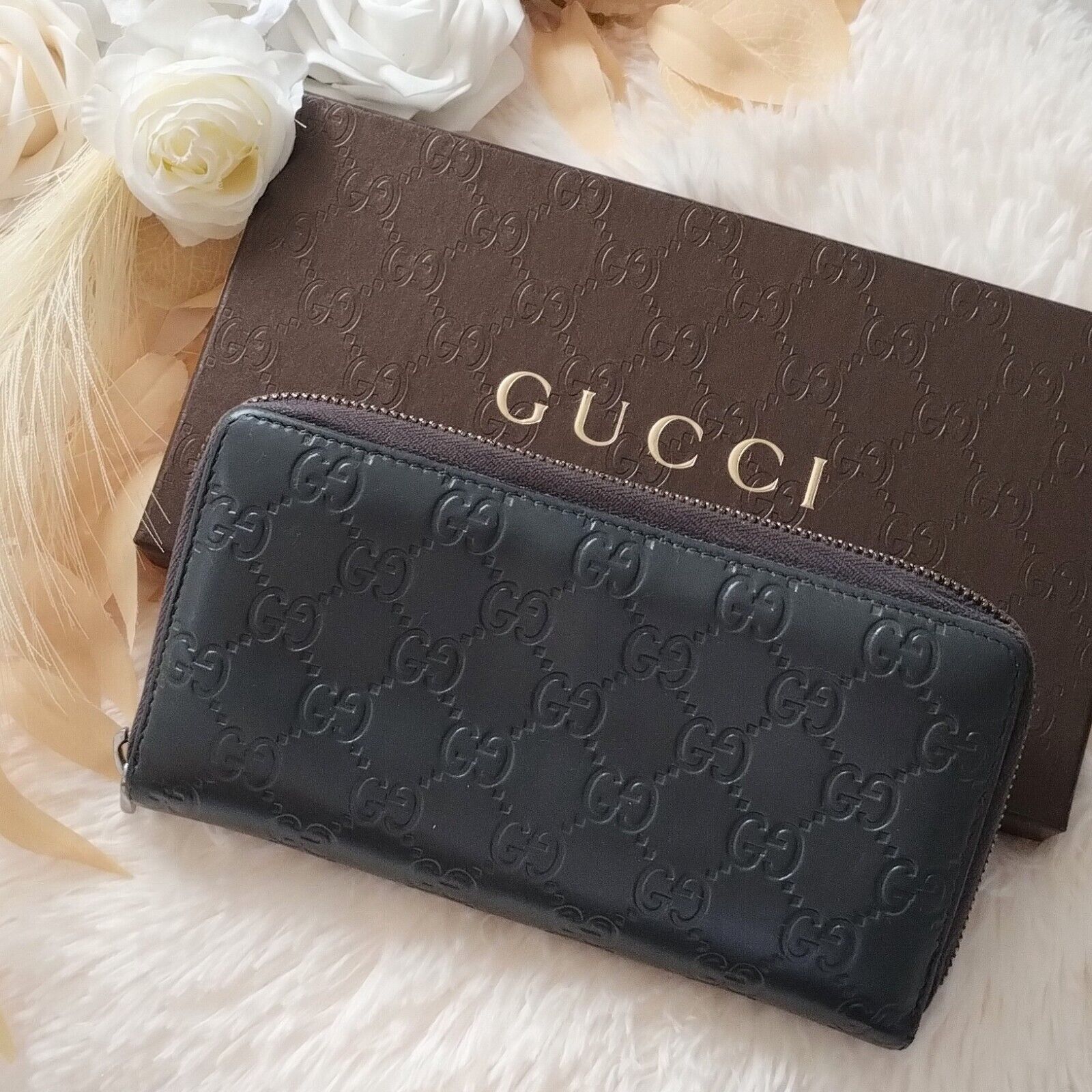 GUCCI Long wallet Leather Black from JAPAN