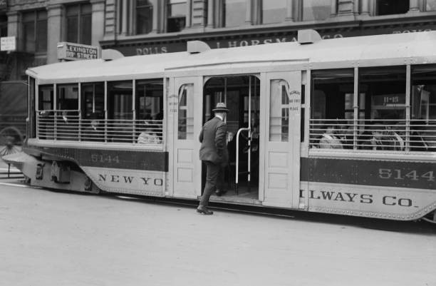 One step trolley car in New York City ca 1910-1915 Historic Old Photo